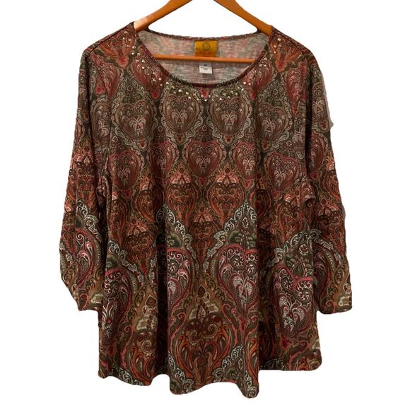 Ruby Rd Woman 1X Paisley Tunic Top Fall Colors - Picture 1 of 7